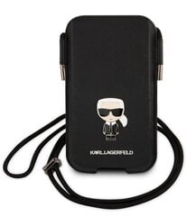 Karl Lagerfeld Saffiano Metal Logo PU Pouch L Black цена и информация | Чехлы для телефонов | kaup24.ee