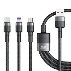 XO cable NB-Q191 3w1 USB - Lightning + USB-C + microUSB 1,2 m 40W black цена и информация | Borofone 43757-uniw | kaup24.ee