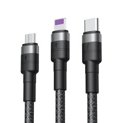 XO cable NB-Q191 3w1 USB - Lightning + USB-C + microUSB 1,2 m 40W black цена и информация | Кабели для телефонов | kaup24.ee