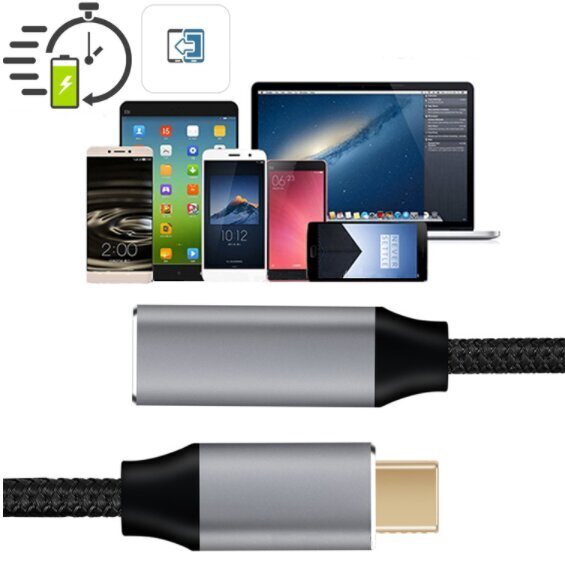 Kaabel Usb-C Thunderbolt 3 10 GB, 100 W, 1 m, pikendusjuhe цена и информация | USB jagajad, adapterid | kaup24.ee