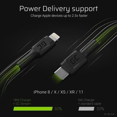 Green Cell KABGC07 USB-C - Lightning (ST-ST), 1 m цена и информация | Кабели для телефонов | kaup24.ee
