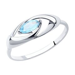 Серебряное кольцо, покрытие родием, sky топаз, 925°, ⌀ 16.5 цена и информация | Кольца | kaup24.ee