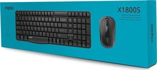Rapoo X1800S hiir ja klaviatuur, must цена и информация | Мыши | kaup24.ee