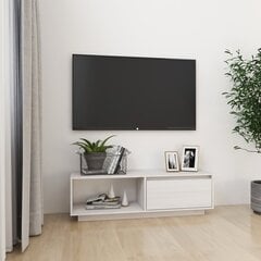 Telerikapp vidaXL, valge, 110 x 30 x 33,5 cm, täismännipuit hind ja info | TV alused | kaup24.ee