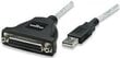 Manhattani USB-muundur-adapter LPT DB25 paralleelselt M / F 1,8 m цена и информация | Kaablid ja juhtmed | kaup24.ee