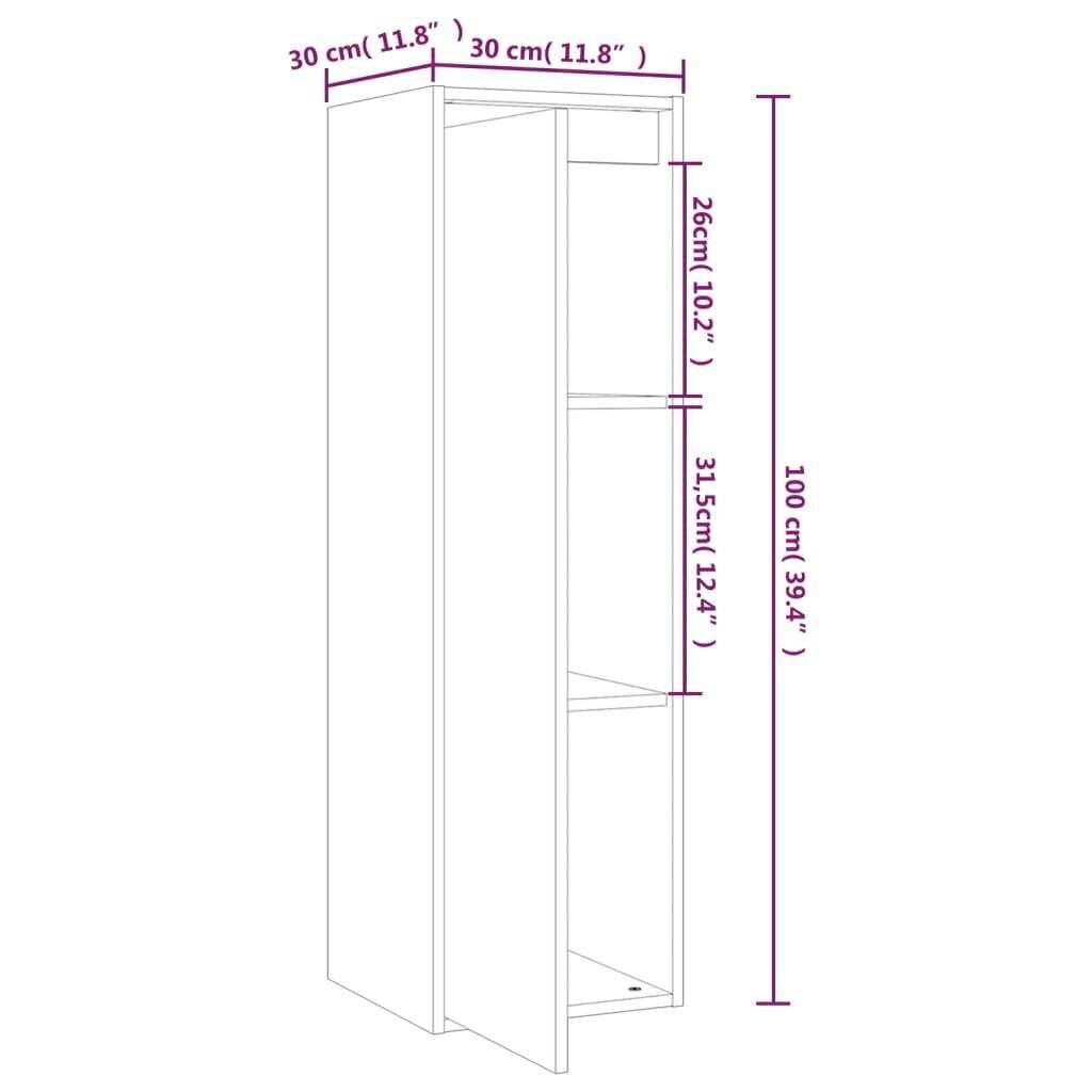 vidaXL seinakapid 2 tk, 30 x 30 x 100 cm, männipuit hind ja info | Riiulid | kaup24.ee