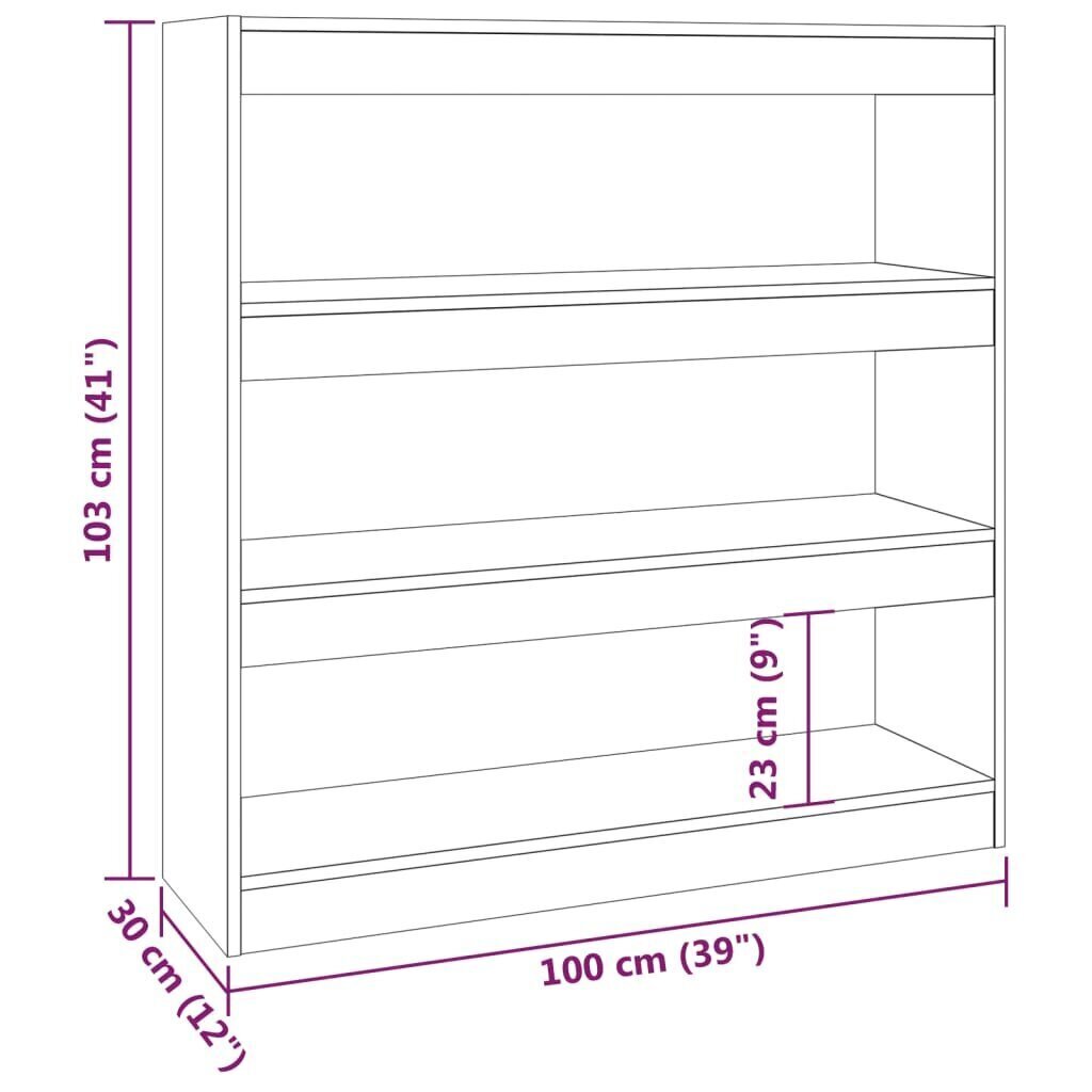 vidaXL raamaturiiul/ruumijagaja, suitsutatud tamm, 100 x 30 x 103 cm hind ja info | Riiulid | kaup24.ee