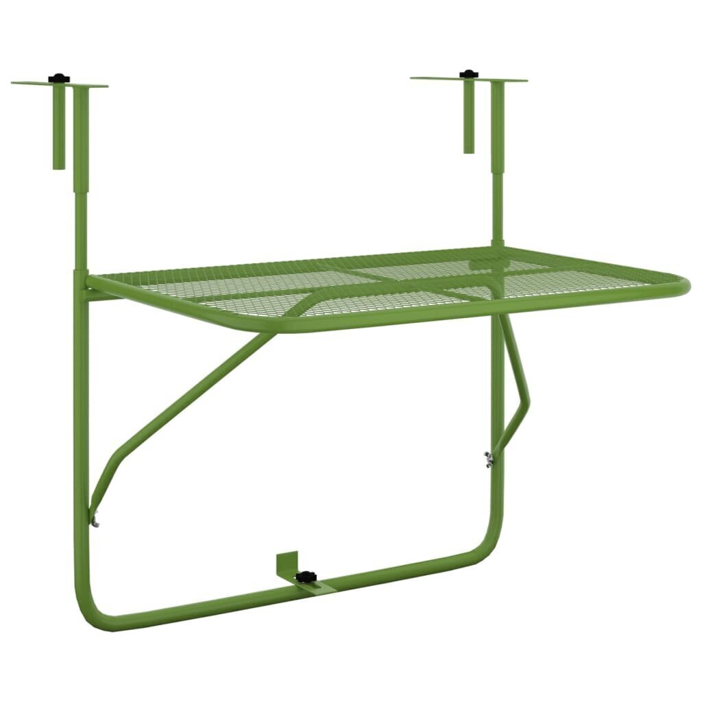 vidaXL rõdulaud, roheline, 60 x 40 cm, teras hind ja info | Aialauad | kaup24.ee