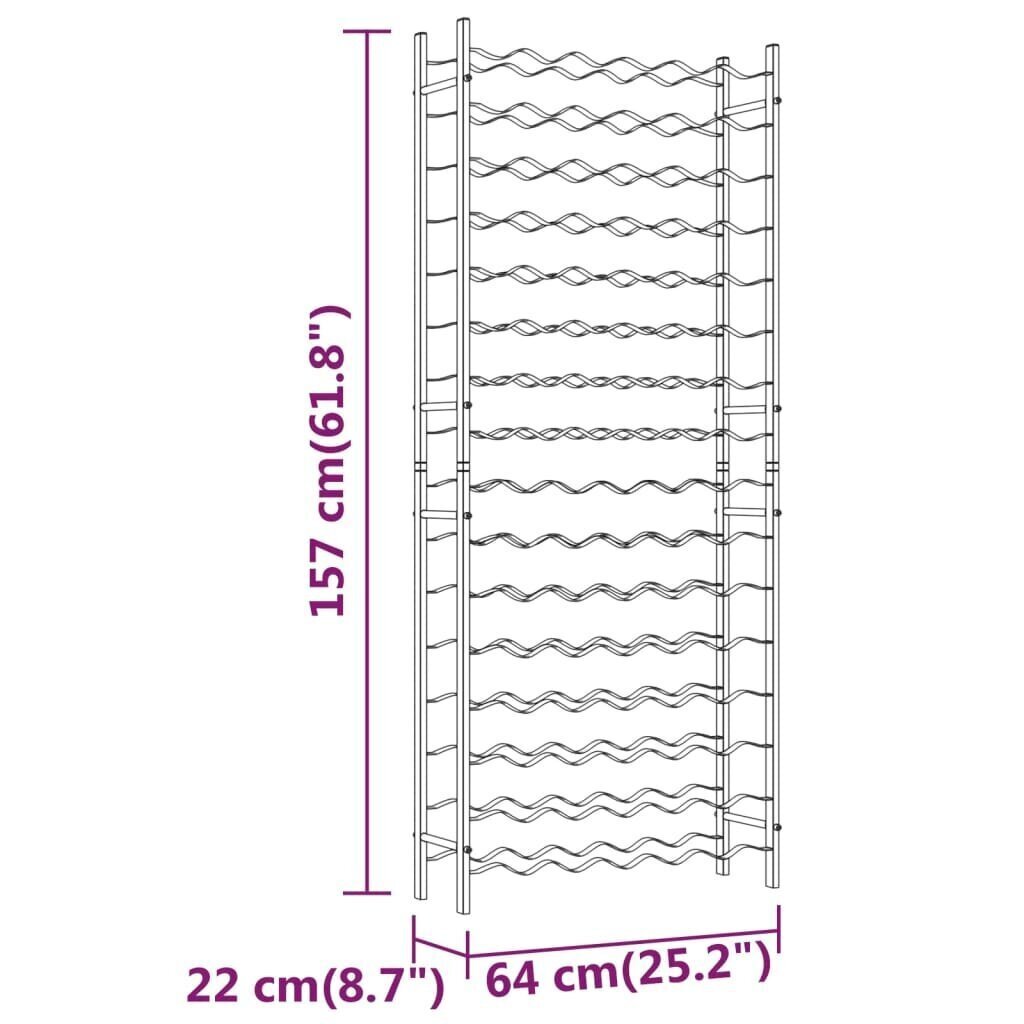 vidaXL veiniriiul 96 pudelile, kuldne, metall hind ja info | Köögitarbed | kaup24.ee