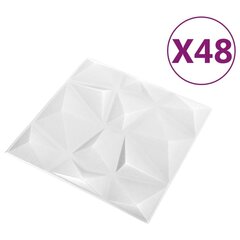 vidaXL 3D seinapaneelid, 24 tk, 50x50 cm, teemantvalge, 12 m² hind ja info | Lae-, seinakaunistus elemendid | kaup24.ee