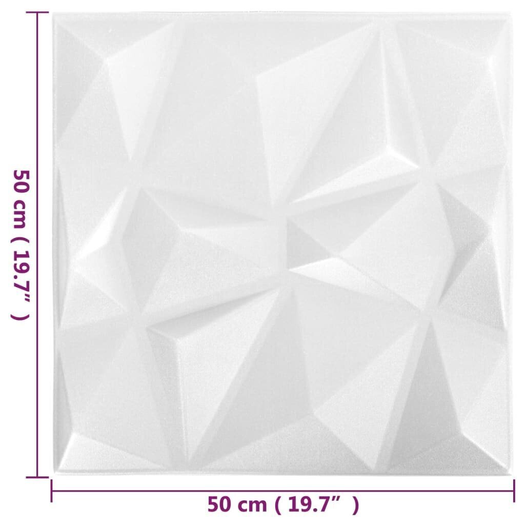 vidaXL 3D seinapaneelid, 24 tk, 50x50 cm, teemantvalge, 12 m² hind ja info | Lae-, seinakaunistus elemendid | kaup24.ee