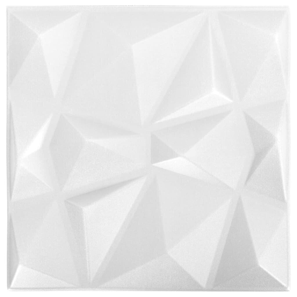 vidaXL 3D seinapaneelid, 24 tk, 50x50 cm, teemantvalge, 12 m² hind ja info | Lae-, seinakaunistus elemendid | kaup24.ee