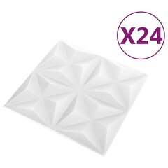 vidaXL 3D seinapaneelid, 24 tk, 50x50 cm, origamivalge, 6 m² hind ja info | Lae-, seinakaunistus elemendid | kaup24.ee