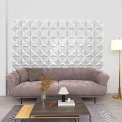 vidaXL 3D seinapaneelid, 24 tk, 50x50 cm, origamivalge, 6 m² цена и информация | Элементы декора для стен, потолка | kaup24.ee