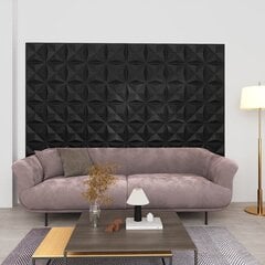 vidaXL 3D seinapaneelid, 24 tk, 50x50 cm, origamimust, 6 m² hind ja info | Lae-, seinakaunistus elemendid | kaup24.ee
