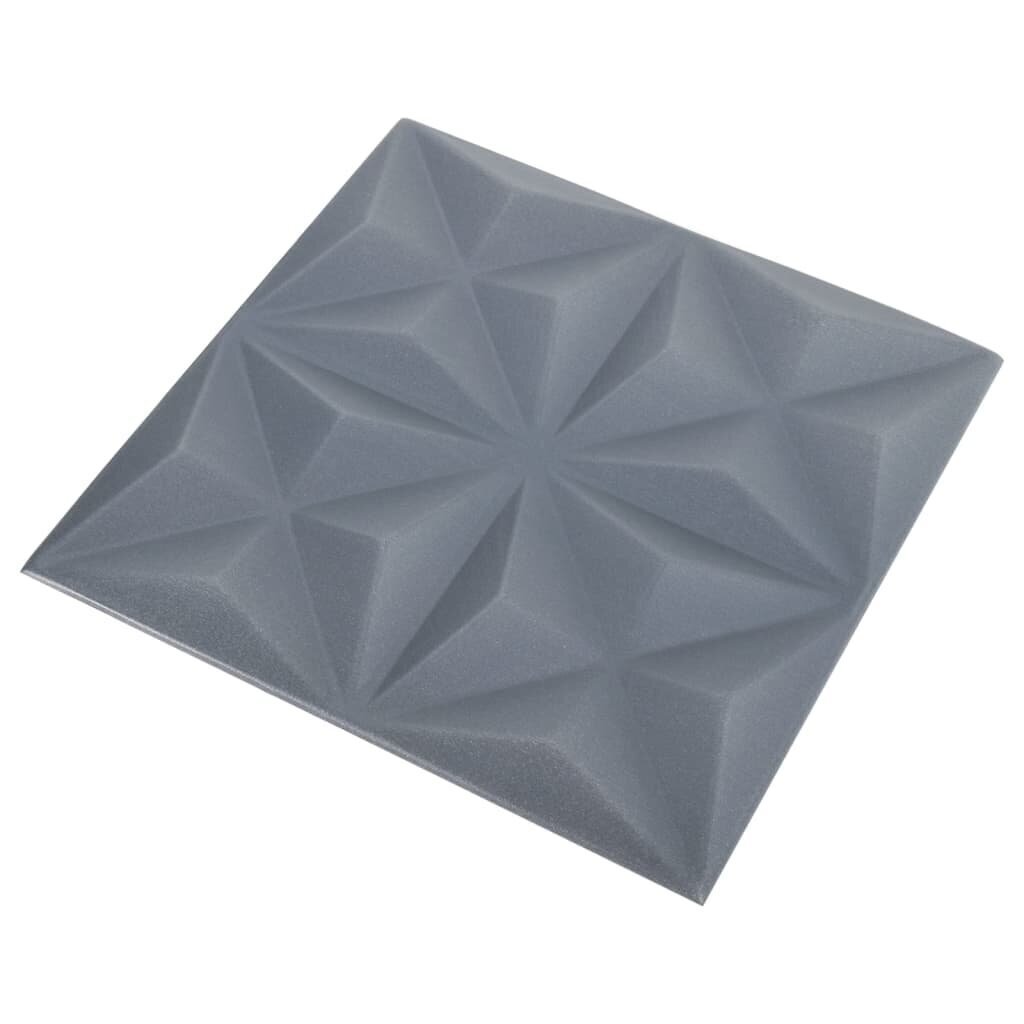 vidaXL 3D seinapaneelid, 48 tk, 50x50 cm, origamihall, 12 m² hind ja info | Lae-, seinakaunistus elemendid | kaup24.ee