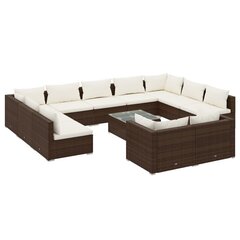 Комплект мебели с подушками, 12 частей, коричневый цена и информация | Комплекты уличной мебели | kaup24.ee