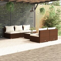 Садовый набор с подушками, 6 частей, коричневый цена и информация | Комплекты уличной мебели | kaup24.ee