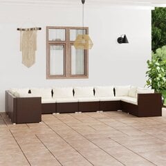 Садовый комплект мебели с подушками, 10 частей, коричневый цена и информация | Комплекты уличной мебели | kaup24.ee