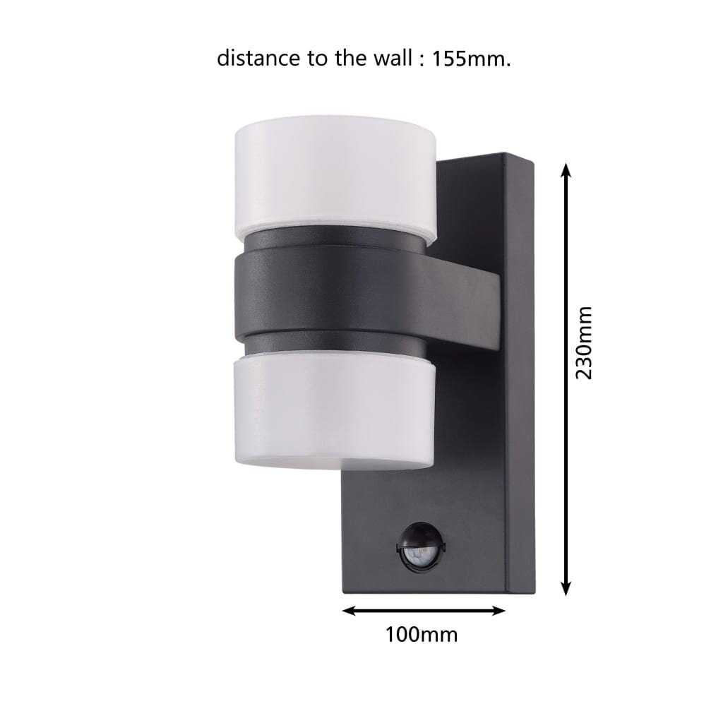 Välisvalgusti 425200 Eglo Outdoor Led Sensor Wall Light "Atollari", 2 x 6 W, Anthracite hind ja info | Seinavalgustid | kaup24.ee