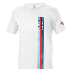 Lühikeste varrukatega T-särk meestele Sparco Martini Racing, valge (suurus XL) hind ja info | Meeste T-särgid | kaup24.ee