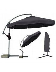 Садовый зонт на выдвижном рычаге 350 см + чехол, темно-серый цена и информация | Зонты, маркизы, стойки | kaup24.ee