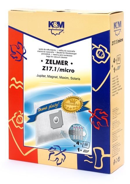 Tolmukott K&M Z17.1, 4 tk + mikrofilter цена и информация | Tolmuimejate lisatarvikud | kaup24.ee