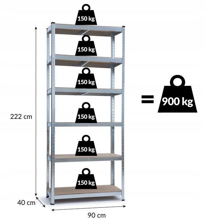 Hoiuriiul HARD, 900 kg, 222x90x40 cm hind ja info | Riiulid tööriistadele | kaup24.ee