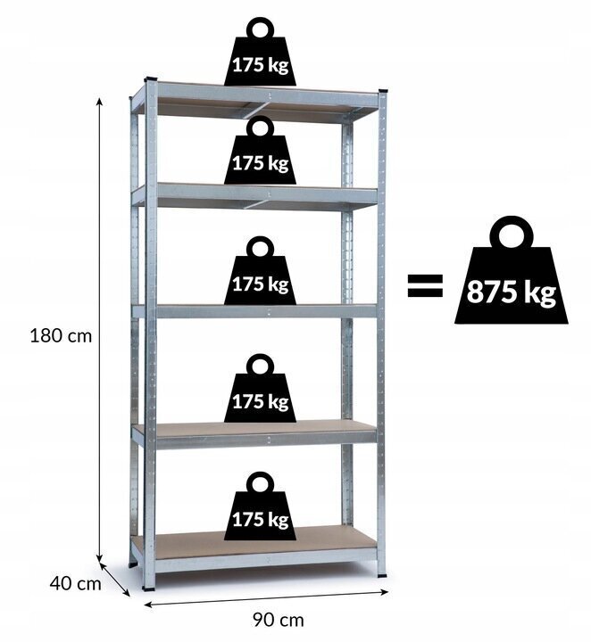 Hoiuriiul HARD, 875 kg, 180x90x40 cm цена и информация | Riiulid tööriistadele | kaup24.ee