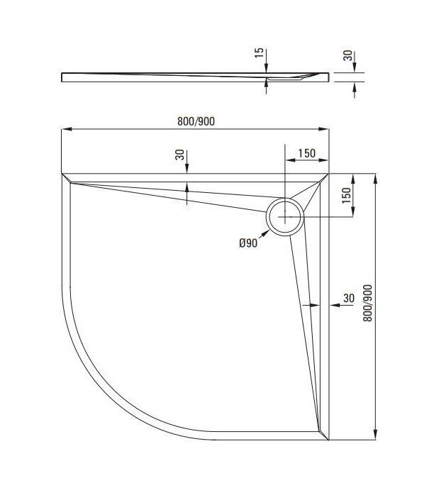 Deante poolringikujuline dušialus Kerria Plus, 80x80, 90x90 cm hind ja info | Dušialused | kaup24.ee