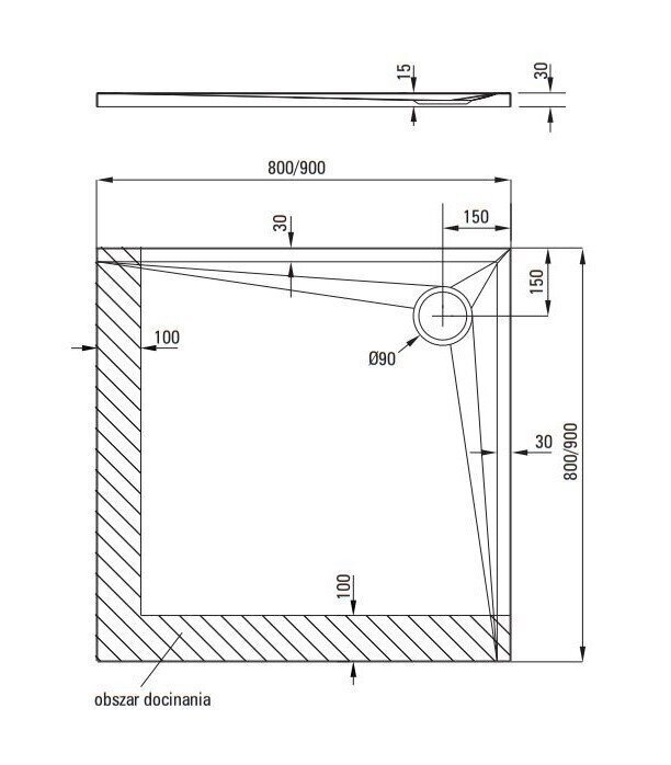 Deante kandiline dušialus Kerria Plus, 80x80, 90x90 cm hind ja info | Dušialused | kaup24.ee