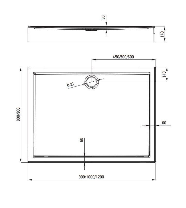 Deante dušialus Jasmin Plus, 100x80, 100x90, 120x80, 120x90 cm hind ja info | Dušialused | kaup24.ee