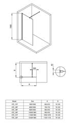 Walk-In dušikabiin Deante Kerria Plus, 70,80,90,100,110,120 x 200 cm, Nero hind ja info | Dušikabiinide uksed ja seinad | kaup24.ee