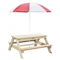 Puidust piknikulaud päikesevarjuga õue hind ja info | Laste lauad ja toolid | kaup24.ee