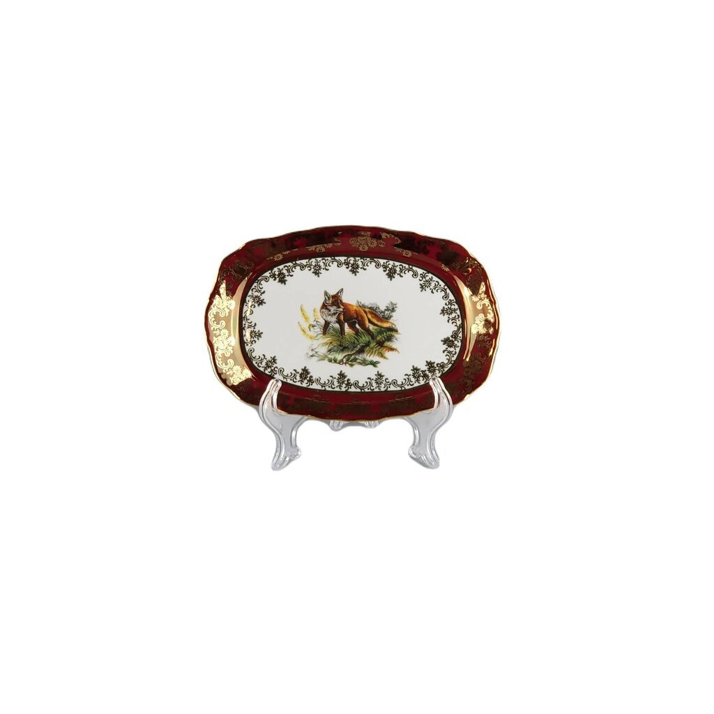 Väike serveerimisalus, "Jahindus" (rebane) punane, Queens Crowni poolt, suurus 21 x 14 cm цена и информация | Lauanõud ja kööginõud | kaup24.ee