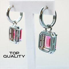 Naiste hõbekõrvarõngad A.Martini, roosa kvarts ja tsirkooniumi kristallid, hõbe 925, E-AMS3 hind ja info | Kõrvarõngad | kaup24.ee