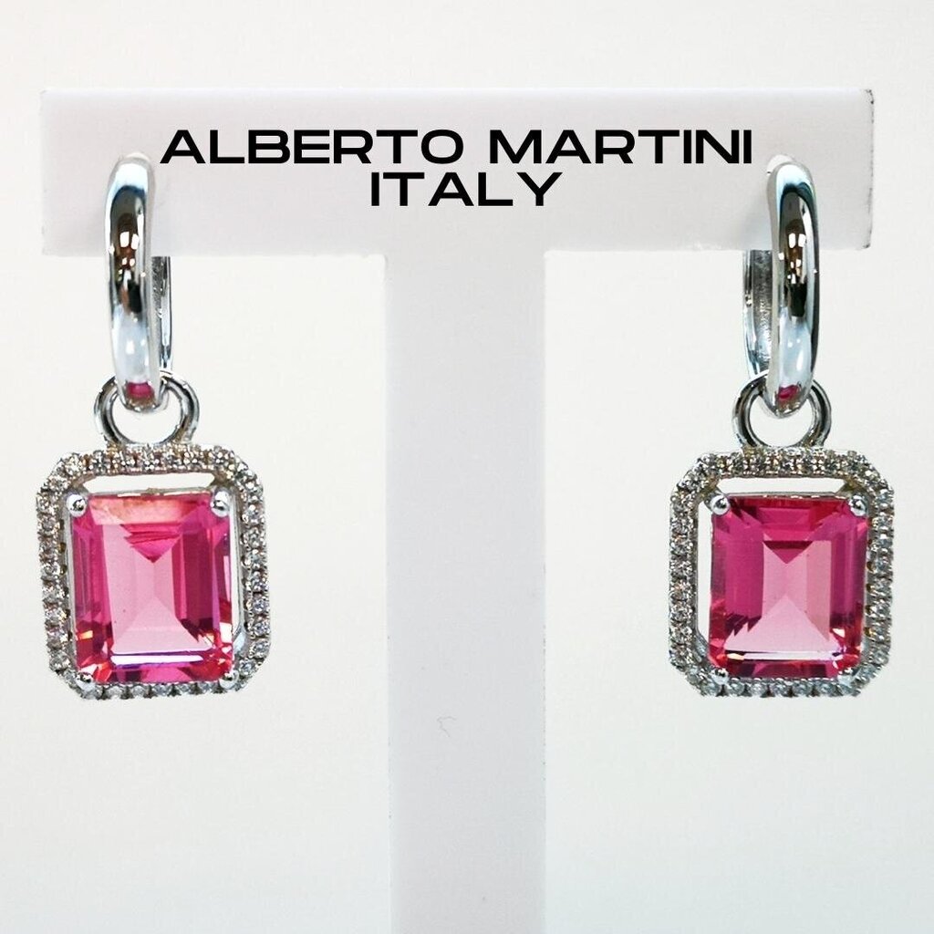 Naiste hõbekõrvarõngad A.Martini, roosa kvarts ja tsirkooniumi kristallid, hõbe 925, E-AMS3 цена и информация | Kõrvarõngad | kaup24.ee