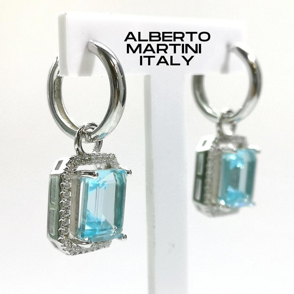 Naiste hõbekõrvarõngad Alberto Martini, helesinine kvarts ja kristallid, hõbe 925, E-AMS6 hind ja info | Kõrvarõngad | kaup24.ee