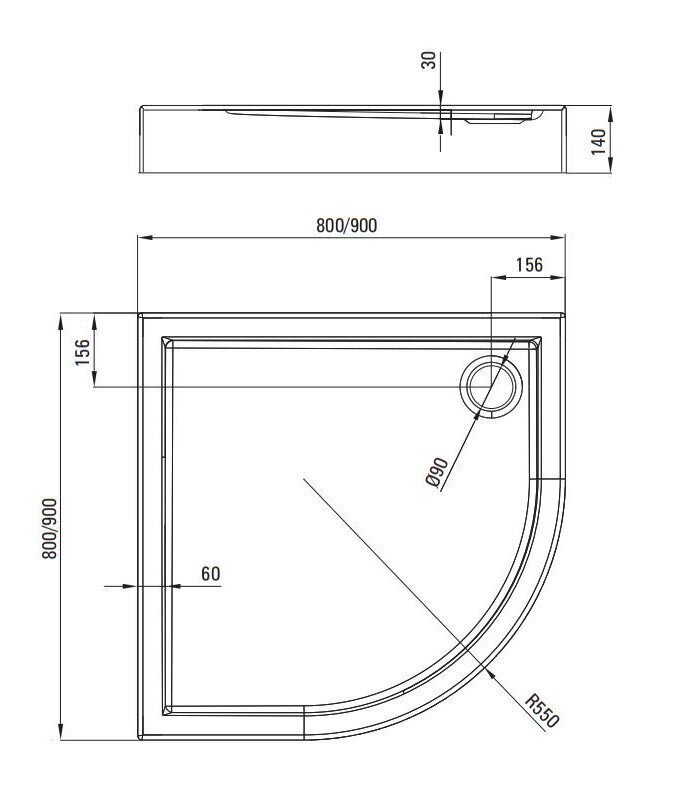 Deante poolringikujuline dušialus Jasmin Plus, 80x80, 90x90 cm hind ja info | Dušialused | kaup24.ee