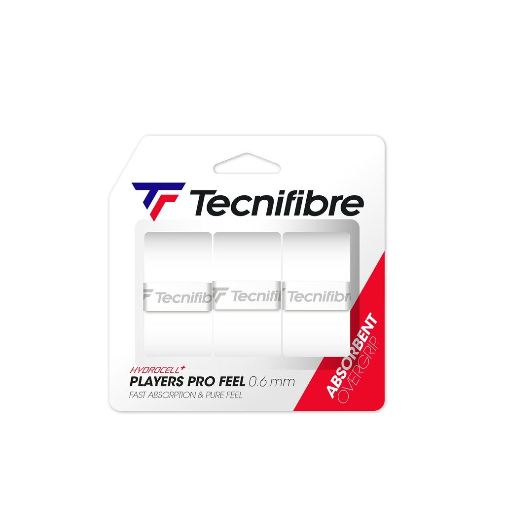 Tennisereketi käepide Tecnifibre Players Pro Feel, 3 tk, Valge hind ja info | Välitennise tooted | kaup24.ee