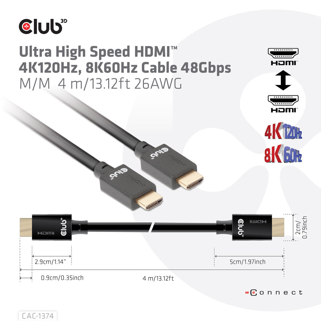 Club 3D CAC-1374, HDMI, 4 m hind ja info | Kaablid ja juhtmed | kaup24.ee