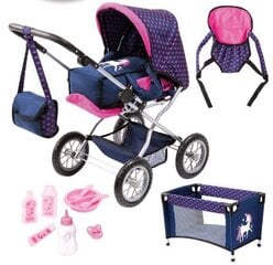 Коляска для куклы Dolls pram Combi Grande blue 15054AB/3 цена и информация | MUST Металлическая бутылочка с Ярким рисунком (без BPA) (500ml) для мальчиков от 3+ лет Серая с Машинкой | kaup24.ee