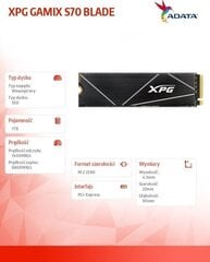 Adata XPG Gammix S70 Blade, 1TB hind ja info | Sisemised kõvakettad (HDD, SSD, Hybrid) | kaup24.ee