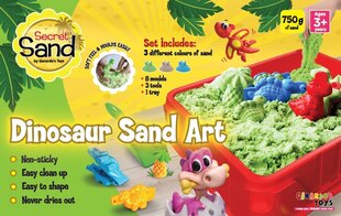 Gerardo's Toys Secret Sand kineetiline liiv Dinosauruse komplekt alusega, 11 osa / 750 g hind ja info | Arendavad mänguasjad | kaup24.ee