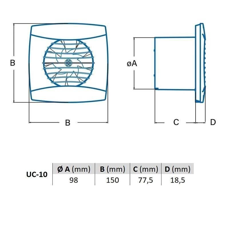 Ventilaator Cata UC-10 STD black hind ja info | Vannitoa ventilaatorid | kaup24.ee