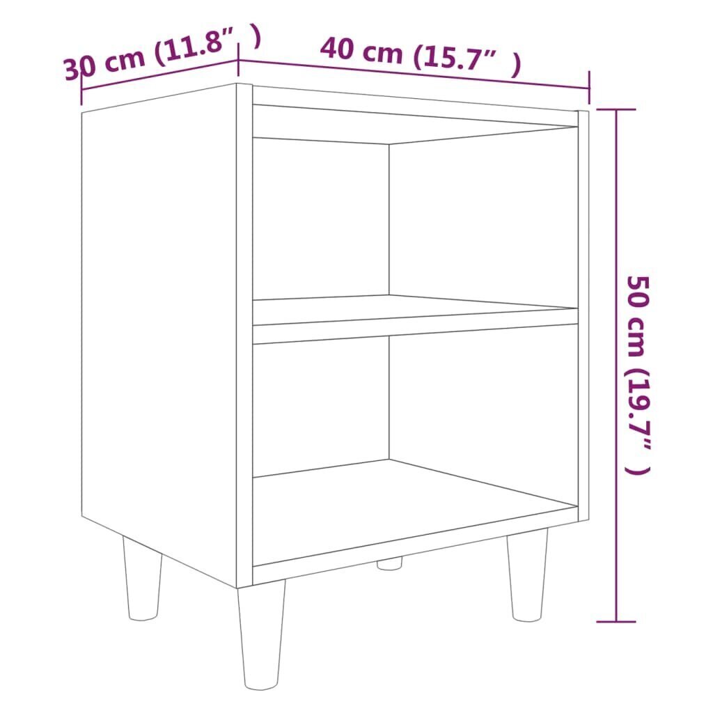 vidaXL öökapp puidust jalad, suitsutatud tamm, 40 x 30 x 50 cm цена и информация | Öökapid | kaup24.ee