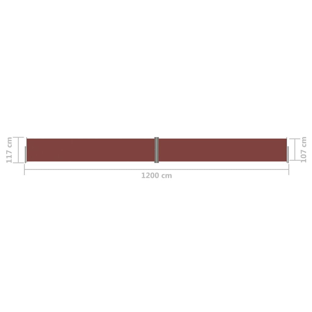 vidaXL lahtitõmmatav külgsein, pruun, 117 x 1200 cm hind ja info | Päikesevarjud, markiisid ja alused | kaup24.ee