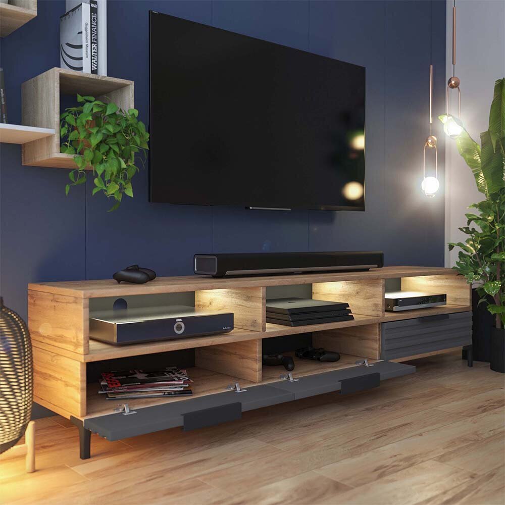 TV-laud Selsey Rikke 3D LED, pruun/hall hind ja info | TV alused | kaup24.ee