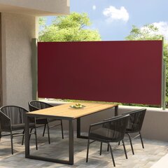 vidaXL lahtitõmmatav terrassi külgsein, 140 x 300 cm, punane цена и информация | Зонты, маркизы, стойки | kaup24.ee