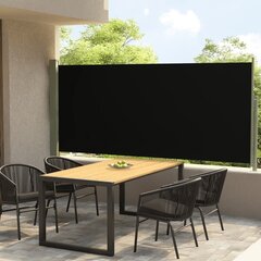 vidaXL lahtitõmmatav terrassi külgsein, 140 x 300 cm, must цена и информация | Зонты, маркизы, стойки | kaup24.ee